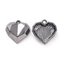 Rack Plating Alloy Pendants, Cadmium Free & Lead Free & Nickle Free, Heart Charm, Gunmetal, 18x17x4.5mm, Hole: 1.5mm(FIND-I037-10B)