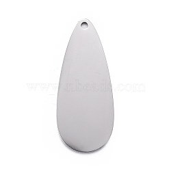 304 Stainless Steel Pendants, Stamping Blank Tag, Teardrop, Stainless Steel Color, 27x11x1mm, Hole: 1.2mm(STAS-F254-15A-P)