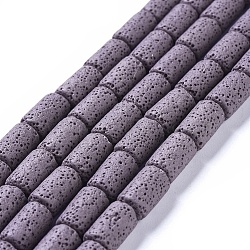 Natural Lava Rock Beads Strands, Dyed, Column, Medium Purple, 14~15x8mm(G450-B14)