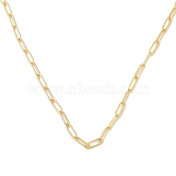 Rack Plating Brass Paperclip Chain Necklaces, Lead Free & Cadmium Free, Long-Lasting Plated, Real 18K Gold Plated, 16.14 inch(41cm)(X-NJEW-Q348-01G)