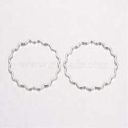 Brass Linking Wavy Rings, Platinum, 25x1mm(KK-D522-13P)