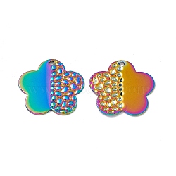 Ion Plating(IP) 304 Stainless Steel Pendants, Flower Charm, Rainbow Color, 23x23.5x1mm, Hole: 1.5mm(STAS-B031-21R)