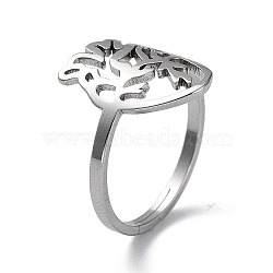 Non-Tarnish 304 Stainless Steel Adjustable Rings, Realistic Hollow Heart Ring for Women, Stainless Steel Color, 1.5mm, Inner Diameter: 16.6mm(RJEW-B047-01P)