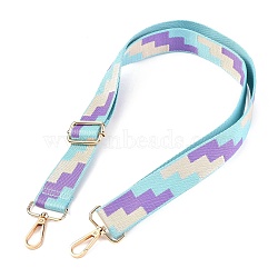 Polyester Bag Strap, with Zinc Alloy Clasps, Geometric Patterns, for Bag Replacement Accessories, Light Blue, 66~132x3.6cm(FIND-H214-A08)
