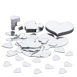 Elite Acrylic Self Adhesive Mirror Wall Stickers, Mirror Tiles, Heart, Silver, 19~75x20~75x1~1.5mm, 100pcs/box(AJEW-PH0004-11)