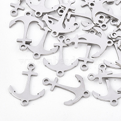 201 Stainless Steel Links connectors, Laser Cut Links, Anchor, Stainless Steel Color, 18x13x1mm, Hole: 1.4mm(X-STAS-T044-56P)