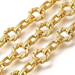 Twist Ring Brass Link Chains, Long-Lasting, Lead Free & Cadmium Free, Unwelded, with Spool, Real 18K Gold Plated, 12x12x3mm(CHC-Q020-02G)