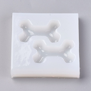Food Grade Silicone Molds, Fondant Molds, For DIY Cake Decoration, Chocolate, Candy, UV Resin & Epoxy Resin Jewelry Making, Dog Bone, White, 59.5x60x10.5mm, Inner Size: 37x10mm