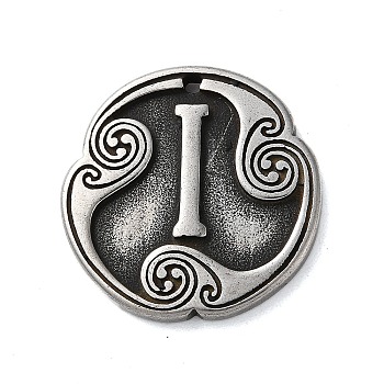 Rune Letters Alloy Pendants, Round, Antique Silver, 25x3mm, Hole: 1.6mm