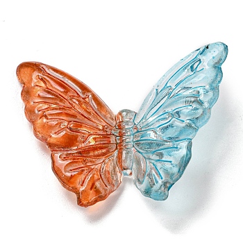 Two Tone Transparent Acrylic Beads, Butterfly, Dark Orange, 28x37.5x8.5mm, Hole: 1mm