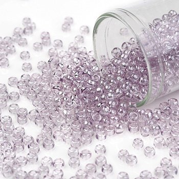 TOHO Round Seed Beads, Japanese Seed Beads, (632) Light Lavender Transparent Luster, 8/0, 3mm, Hole: 1mm, about 10000pcs/pound