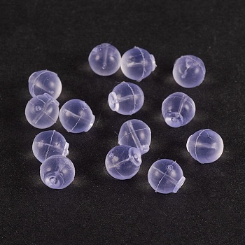 Eco-Friendly Silicone Ear Nuts, Earring Backs, Half Drilled, Round, Clear, 6.5mm, Hole: 0.8mm, 300pc/bag