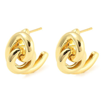 Rack Plating Brass Vortex Knot Dangle Stud Earrings, Long-Lasting Plated, Lead Free & Cadmium Free, Real 18K Gold Plated, 23x12mm