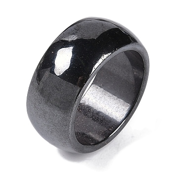 Magnetic Synthetic Hematite Finger Ring, Wide Band Rings for Men Women, 10mm, US Size 8 1/2(18.5mm)