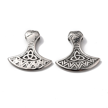 Viking 304 Stainless Steel Pendants, Thor's Hammer with Triskelion, Antique Silver, 37x37x7.5mm, Hole: 4x6.5mm