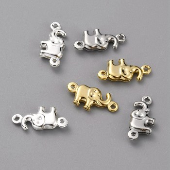 Brass Links Connectors, Elephant Shape, Mixed Color, 14x6.5x2.5mm, Hole: 1mm