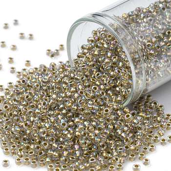 TOHO Round Seed Beads, Japanese Seed Beads, (994) Gilt Lined AB Crystal, 11/0, 2.2mm, Hole: 0.8mm, about 5555pcs/50g