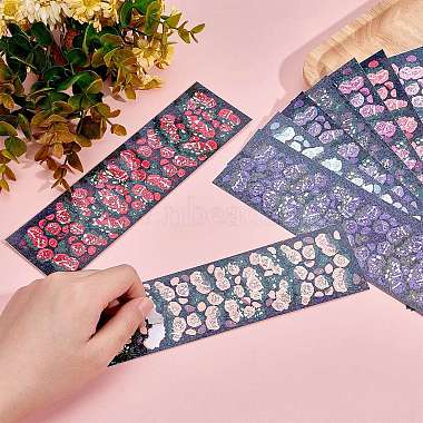 CRASPIRE 10 Sheets 10 Colors Colorful 3D Rose Laser Flash Stickers(DIY-CP0006-66)-3