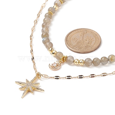 Star & Moon Pendant Necklaces Sets for Women(NJEW-JN04126)-3