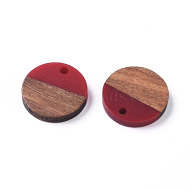 Flat Round Resin & Walnut Wood Pendants(RESI-X0001-24)-2