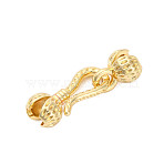 Brass Hook and S-Hook Clasps, Nickel Free, Flower, Real 14K Gold Plated, 22mm, Clasp: 16x8x5.5mm, hole:2mm, Flower: 9x6.5x5.5mm, hole: 2mm(KK-K381-22G-02)