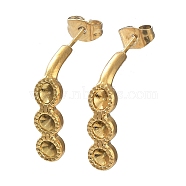 Ion Plating(IP) 304 Stainless Steel Stud Earrings Findings, Rhinestone Settings, Real 18K Gold Plated, 17x5mm, Pin: 0.7mm, Fit for 3x2.5mm & 3mm Rhinestone(STAS-M323-08G)