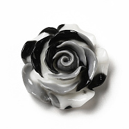 Gradient Color Opaque Resin Cabochons, Flower, Black, 28x28x12mm(CRES-D005-A03)