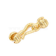 Brass Hook and S-Hook Clasps, Flower, Real 14K Gold Plated, 22mm, Clasp: 16x8x5.5mm, hole:2mm, Flower: 9x6.5x5.5mm, hole: 2mm(KK-K381-22G-02)