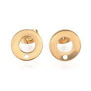 304 Stainless Steel Stud Earring Findings, Ear Nuts/Earring Backs, Ring/Circle, Golden, 10mm, Hole: 1mm, Pin: 0.8mm,(STAS-Q223-09)