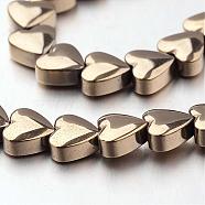 Electroplate Non-magnetic Synthetic Hematite Bead Strands, Heart, Antique Bronze Plated, 6x6x3mm, Hole: 1mm, about 71pcs/strand, 15.7 inch(G-F300-22A-06)