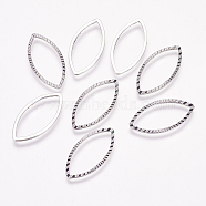 Brass Linking Rings, Marquise Links, Horse Eye, Real Platinum Plated, 21x13.5x1mm(KK-P080-12P)