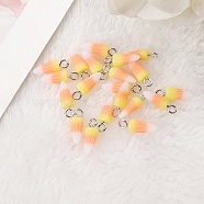 Halloween Opaque Resin Candy Corn Charms, with Platinum Tone Iron Loops, Sandy Brown, 14.5x5x4mm, Hole: 2mm(RESI-G102-01)