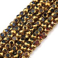Faceted Electroplate Glass Beads Strands, Golden Plated, Round, Mixed Color, 4mm, Hole: 0.9mm, about 68~70pcs/strand, 10.04''~10.24''(25.5~26cm)(EGLA-P051-03A-G)