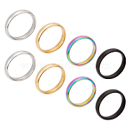ARRICRAFT 8Pcs 4 Colors 304 Stainless Steel Simple Plain Band Finger Ring for Women, Mixed Color, US Size 7(17.3mm), 2pcs/color(RJEW-AR0002-01)