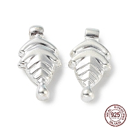 925 Sterling Silver Charms, Leaf, Silver, 13.5x6.5x2.5mm, Hole: 1.5mm(STER-E069-08S)