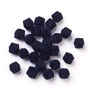 Flocky Acrylic Beads, Faceted, Cube, Prussian Blue, 12~13mm, Hole: 2mm(X-OACR-I001-C09)