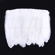 Goose Feather Fringe Trimming, Costume Accessories, Dyed, White, 145~195mm, about 2m/bag(FIND-T037-05L)