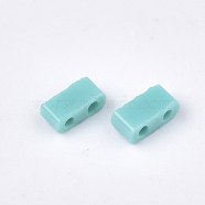 2-Hole Opaque Glass Seed Beads, Rectangle, Turquoise, 4.5~5.5x2x2~2.5mm, Hole: 0.5~0.8mm(SEED-S023-05G)