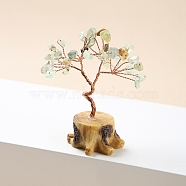 Natural Prehnite Chips Tree of Life Decorations, Copper Wire Feng Shui Energy Stone Gift for Women Men Meditation, 80~100mm(DJEW-PW0012-039C)