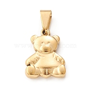 Ion Plating(IP) 304 Stainless Steel Pendants, Bear Charm, Golden, 18x14x3mm, Hole: 4x8mm(STAS-F288-04G)