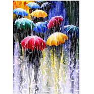 DIY 5D Pedestrians in the Rain Pattern Canvas Diamond Painting Kits, with Resin Rhinestones, Sticky Pen, Tray Plate, Glue Clay, for Home Wall Decor Full Drill Diamond Art Gift, 300x400x0.3mm(DIY-C021-13)