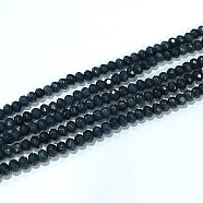 Dyed Natural Malaysia Jade Rondelle Beads Strands, Faceted, Midnight Blue, 4x2~3mm, Hole: 1mm, about 115pcs/strand, 14 inch(G-E316-2x4mm-35A)