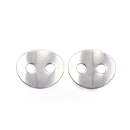 2-Hole 201 Stainless Steel Sewing Buttons, Flat Oval, Stainless Steel Color, 14x12x1mm, Hole: 3mm(STAS-E147-32P)