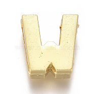 Alloy Slide Charms, Letter W, 12.5x11x4mm, Hole: 1.5x8mm(PALLOY-WH0069-02W-G)
