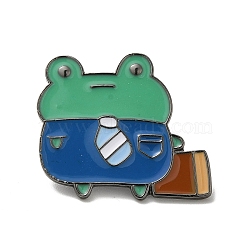 Enamel Pins, Alloy Brooches for Backpack Clothes, Frog, Gunmetal, 29x26x1.5mm(JEWB-H021-05B)