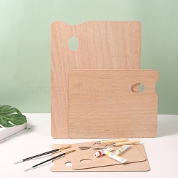Rectangular Unfinished Wood Watercolor Oil Palette, Paint Tray Thumb Holder, Beige, 30x24x0.3cm(PW-WG10467-03)