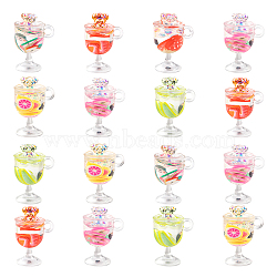 60Pcs 6 Colors Transparent Resin Pendants, with Plastic Goblet, Imitation Drink, Fuit Filling & AB Color Bear inside, Mixed Color, 19.5x15x12mm, Hole: 2.5mm, 10pcs/color(RESI-CJ0002-09)