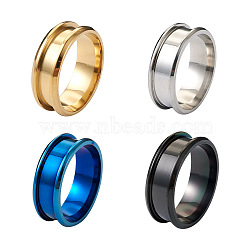 4 Colors Stainless Steel Grooved Finger Ring Settings, Ring Core Blank, for Inlay Ring Jewelry Making, Mixed Color, Size 11, 8mm, Inner Diameter: 21mm, 4 colors, 1pc/color, 4pcs/box(STAS-TA0001-26E)