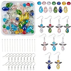 DIY Faceted Beads Earring Making Kit, Including Alloy & Glass Beads, Iron Earring Hooks & Pins, Mixed Color, 98pcs/box(DIY-SZ0007-70)