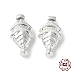 925 Sterling Silver Charms, Leaf, Silver, 13.5x6.5x2.5mm, Hole: 1.5mm(STER-E069-08S)